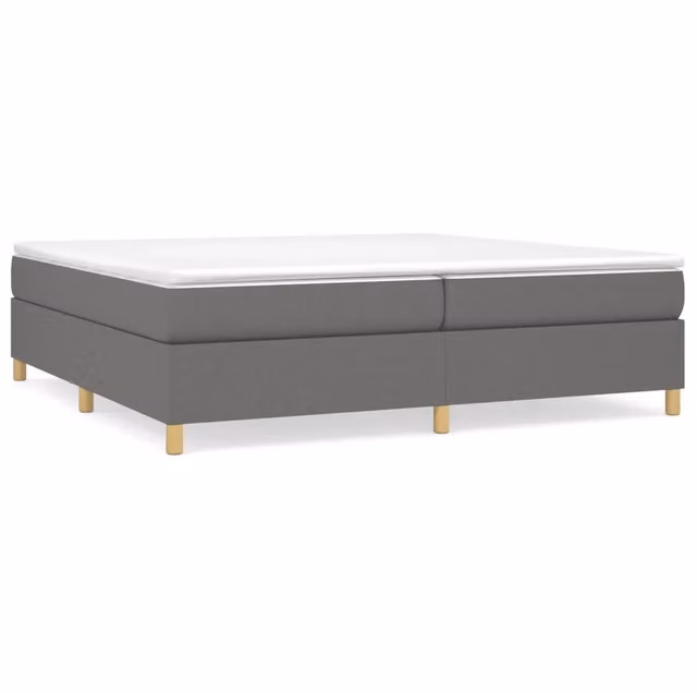 Letto matrimoniale Design In con rete a molle e doghe in legno, rivestimento in tessuto grigio scuro, L/P: 200 x 200 cm – 1