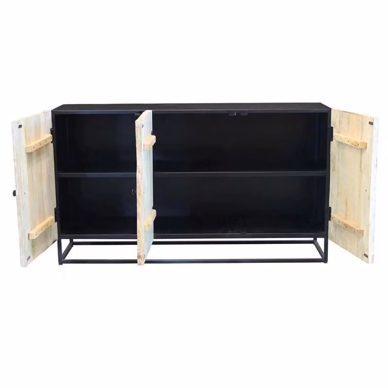 Mobile Spencer in legno di mango e struttura in ferro, stile industriale, marrone e nero, L: 150 cm, P: 40 cm, H: 85 cm – 2