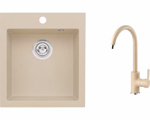 Lavello in granito con miscelatore ALVEUS Cortina 20 Beige 55 450x500 mm + miscelatore Tonia SETA736