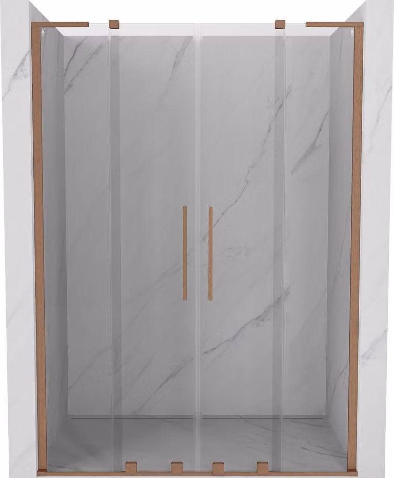 Mexen Velar L Duo porte doccia scorrevoli 160 cm, trasparente, rame spazzolato - 871-160-003-02-65