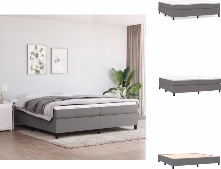 vidaXL Letto a molle con materasso grigio scuro 200x200 cm in tessuto - Letti & strutture letto