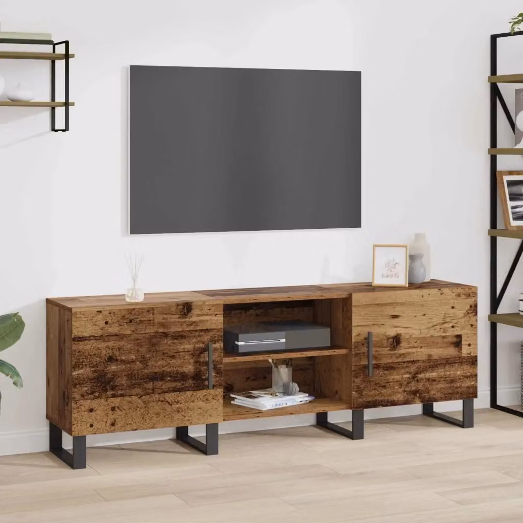 Mobile TV moderno in legno multistrato marrone con vani porta media L: 150 cm, P: 30 cm, H: 50 cm – 2