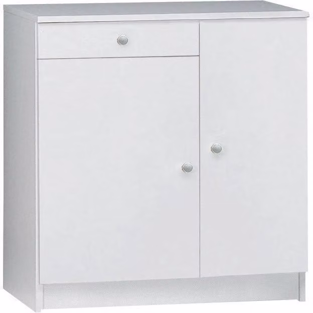 Base cucina GIORDANOSHOP con 2 ante e 1 cassetto, colore bianco, L 77 cm x H 80 cm x P 34 cm