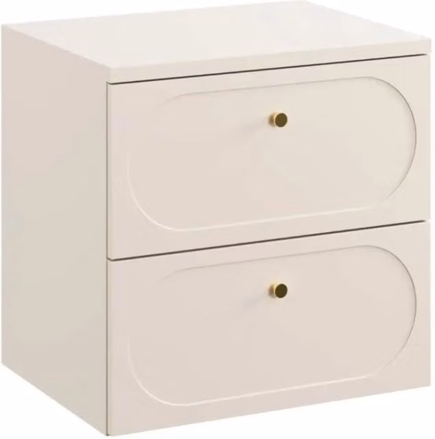 Set da bagno Meublorama TORNADO beige: mobile sottolavabo con cassetti e piano per lavabo in stile moderno