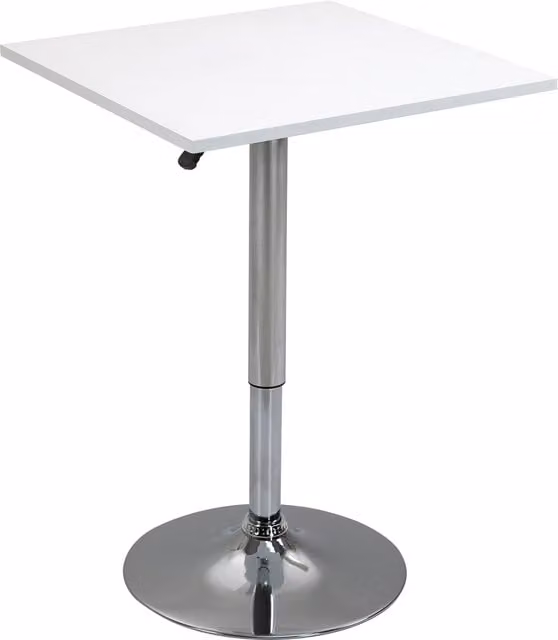 Tavolo da bar HOMCOM regolabile in altezza con piano girevole a 360 gradi e base in metallo, bianco