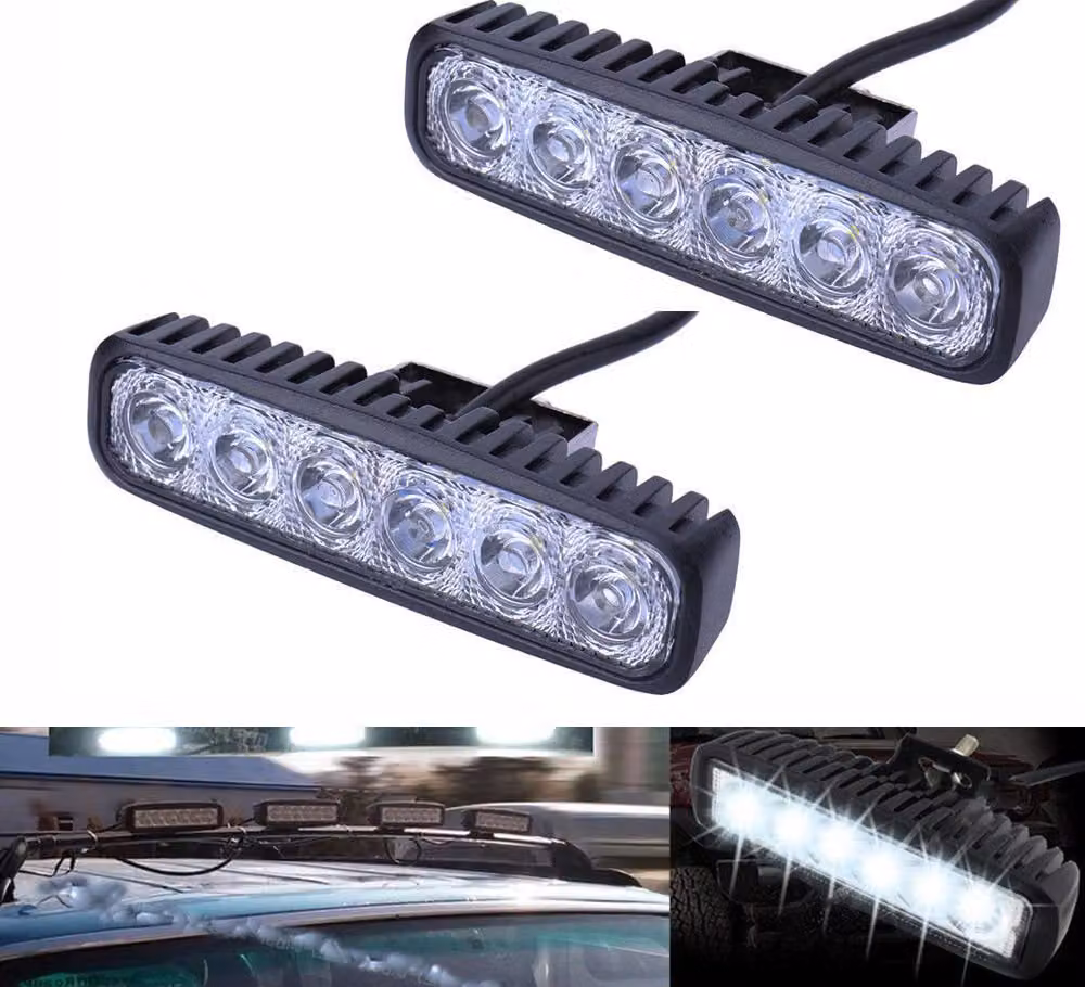 Greenmigo 2 pezzi 18W LED Offroad Luce da lavoro Proiettore riflettore Faretto da lavoro, 1600LM, IP67, 12V 24V Proiettore bianco Per set