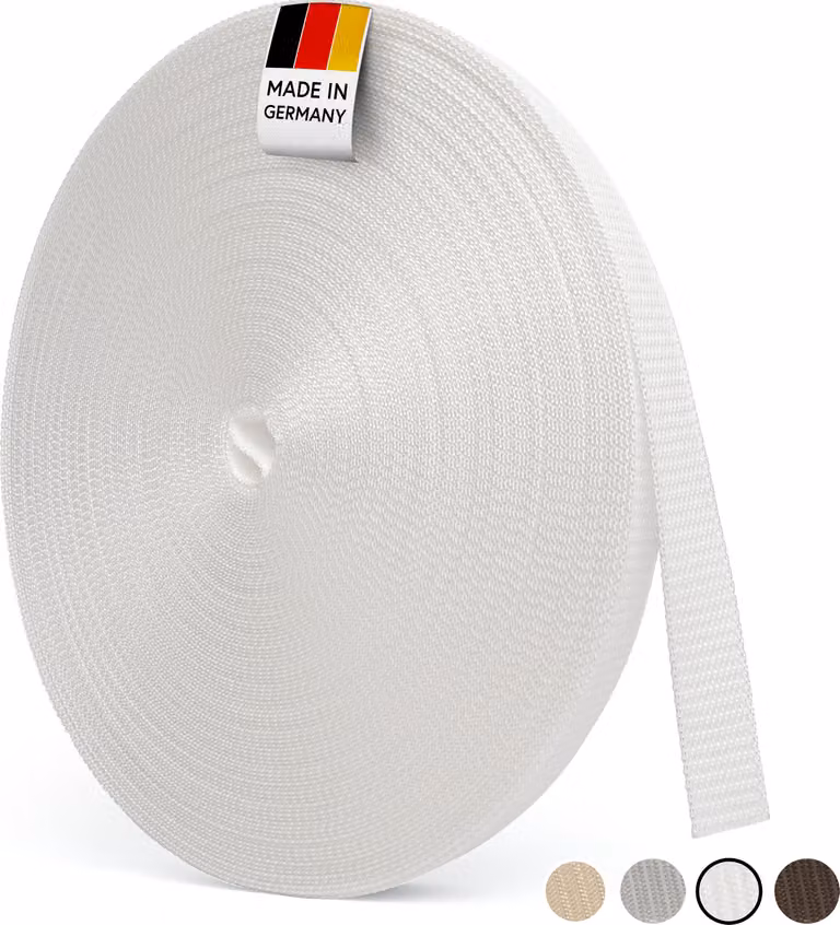 BAUHELD® Nastro per tapparelle da 50 m, 14 mm [ Germany] - Nastro per avvolgitori di tapparelle - Bianco