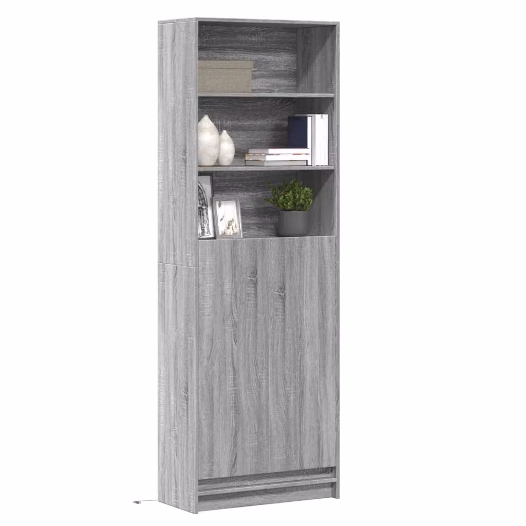 vidaXL Credenza Moderna con LED Grigio in MDF L: 69 cm, P: 32,5 cm, H: 200 cm – 1