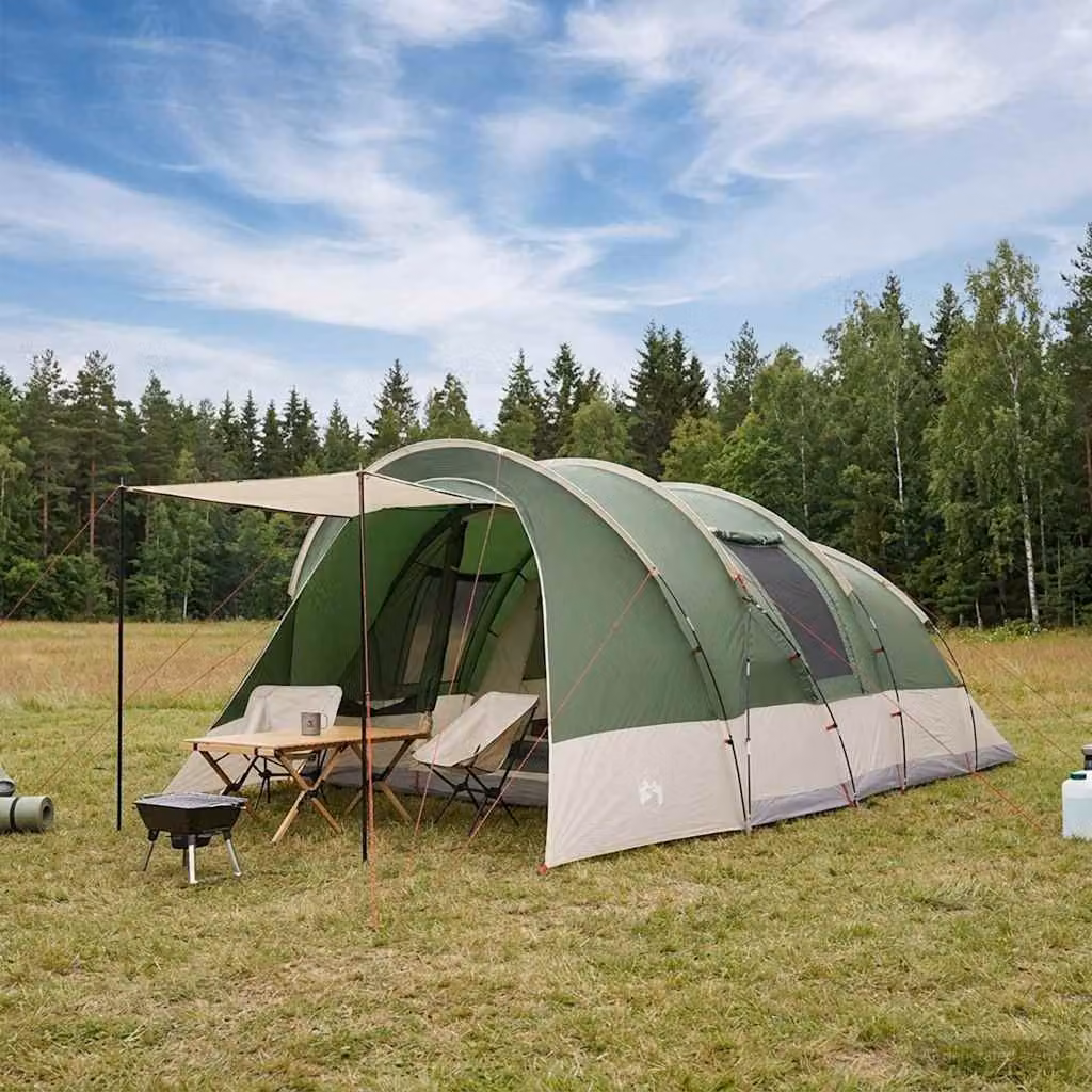 Tenda a tunnel vidaXL in poliestere, colore verde, L: 560 cm, P: 395 cm, H: 212 cm