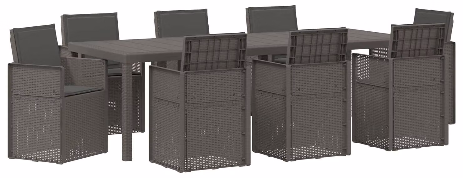 Set da Pranzo per Giardino 9 pcs Grigio chiaro e Antracite PP