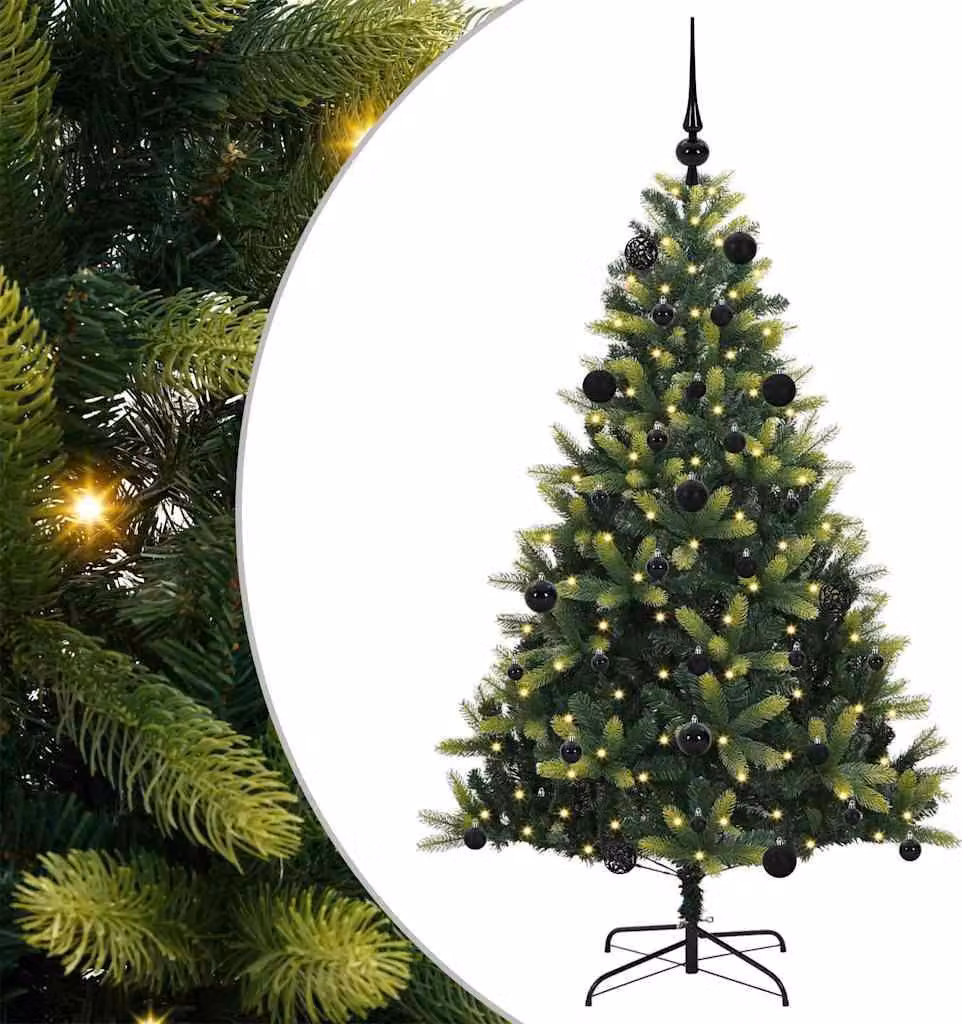 Albero di Natale Artificiale Pieghevole 150 LED Verde 150 cm