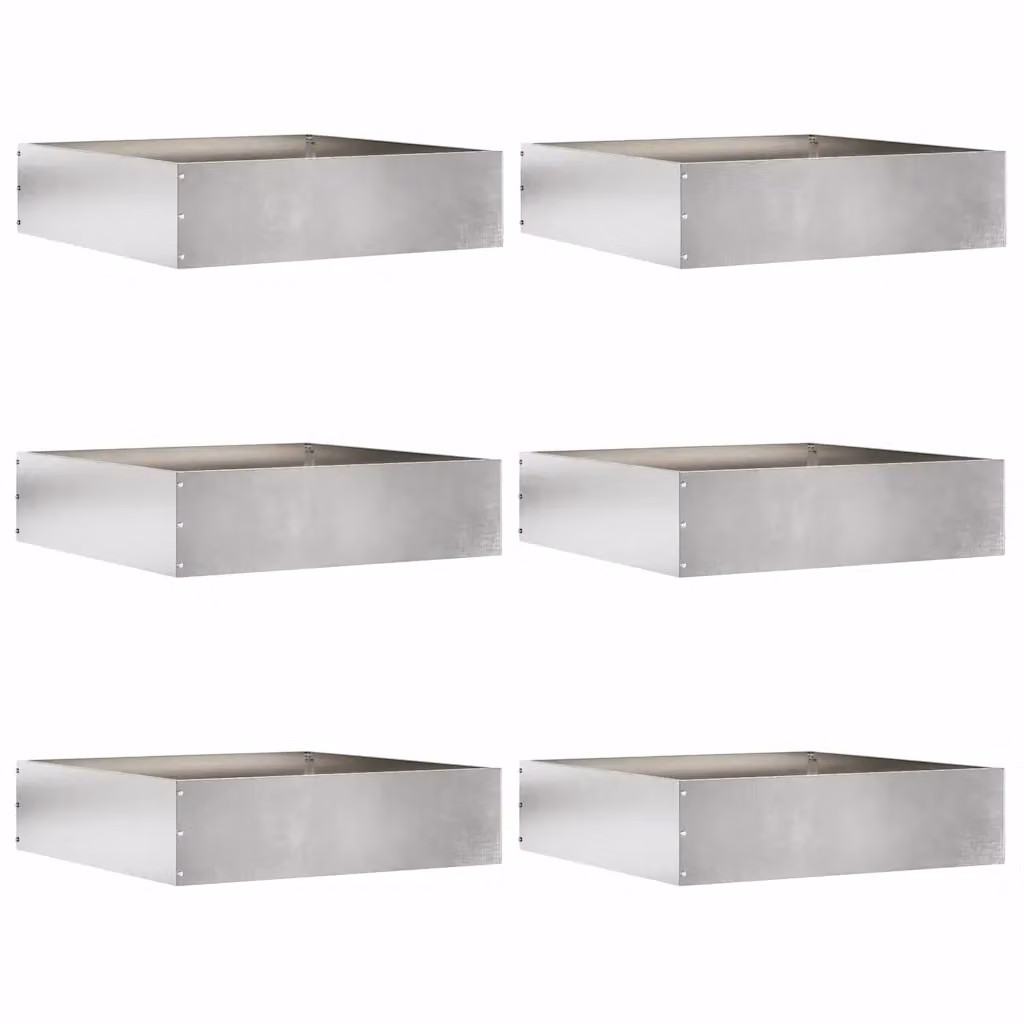 Set di 6 bordure per prato vidaXL in acciaio inox color argento, L/P/H: 50 x 50 x 13 cm