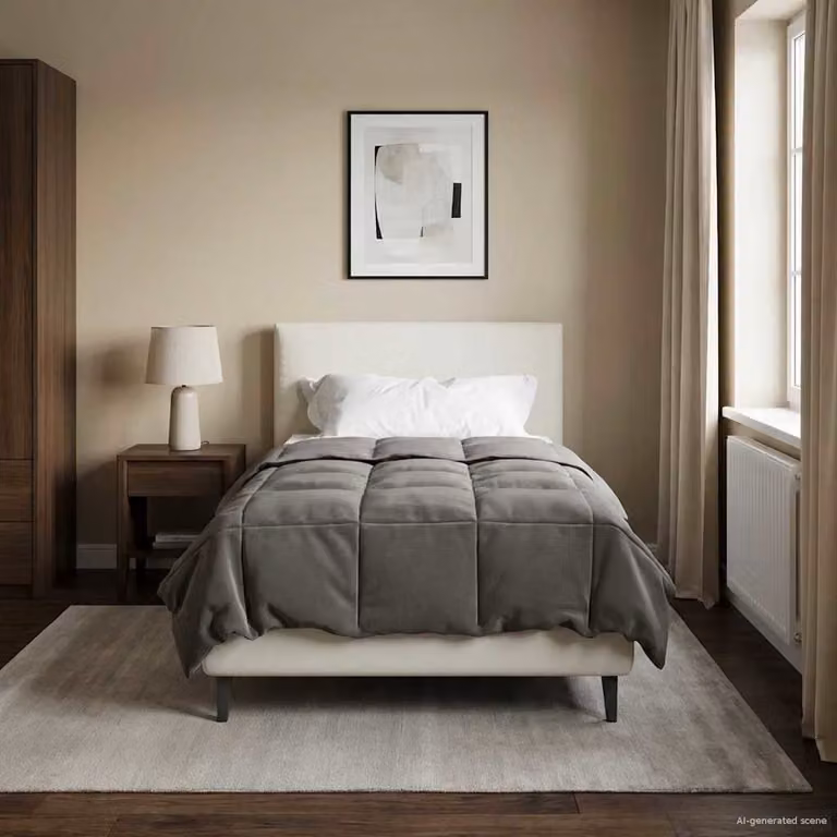 Piumino Letto Estivo vidaXL in Microfibra Reversibile e Traspirante, Grigio, L/P/H: 135 x 200 cm