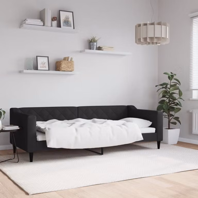 Maison Exclusive - Letto a giorno nero, 80x200 cm, rivestito in tessuto