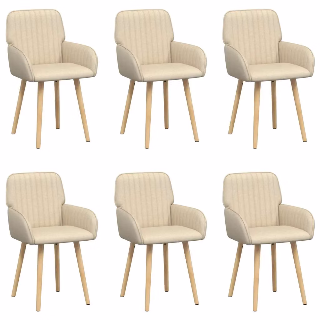 Set di 6 sedie da pranzo moderne vidaXL in tessuto beige con struttura in legno e metallo L: 56,5 cm, P: 50 cm, H: 87,5 cm – 2