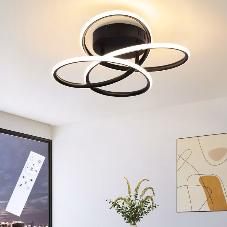 ZMH LED lampada da soffitto plafoniera corridoio nero lampada corridoio design moderno dimmerabile con telecomando in forma di farfalla 36CM metallo 44W illuminazione a soffitto per cucina camera da letto soggiorno ufficio