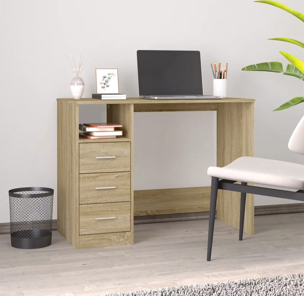 vidaXL Scrivania con cassetti in rovere Sonoma 102x50x76 cm - Scrivania - Scrivania per ufficio - Scrivania per computer