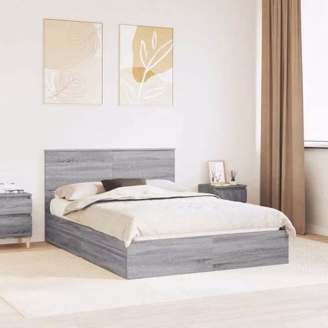 Letto con Contenitore con testiera-Struttura Letto con contenitore Grigio Sonoma 140 x 200 cm 877955