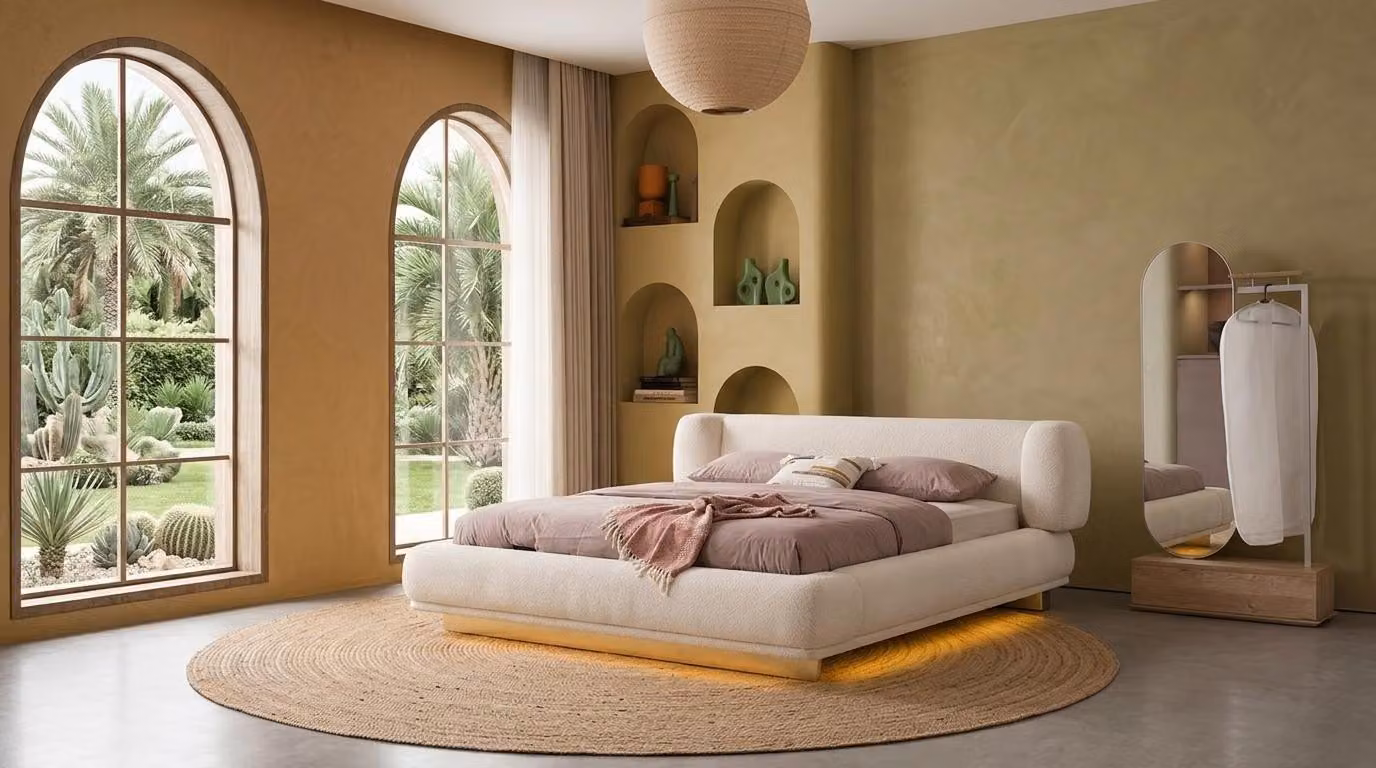 Specchio da bagno, stile moderno, beige, comodo, confortevole