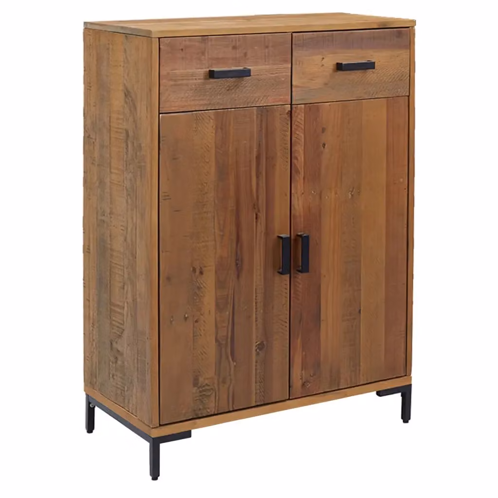 Scarpiera a parete in legno di pino e metallo stile industrial vidaXL, marrone opaco, L: 75 cm, P: 40 cm, H: 110 cm – 2