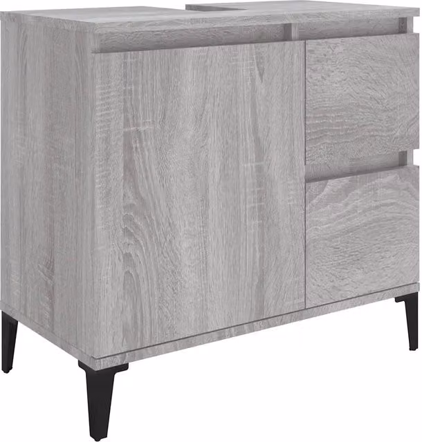 Armadietto da bagno flessibile con ampio spazio di archiviazione 65 x 33 x 60 cm in legno ingegnerizzato grigio sonoma 02_0048419