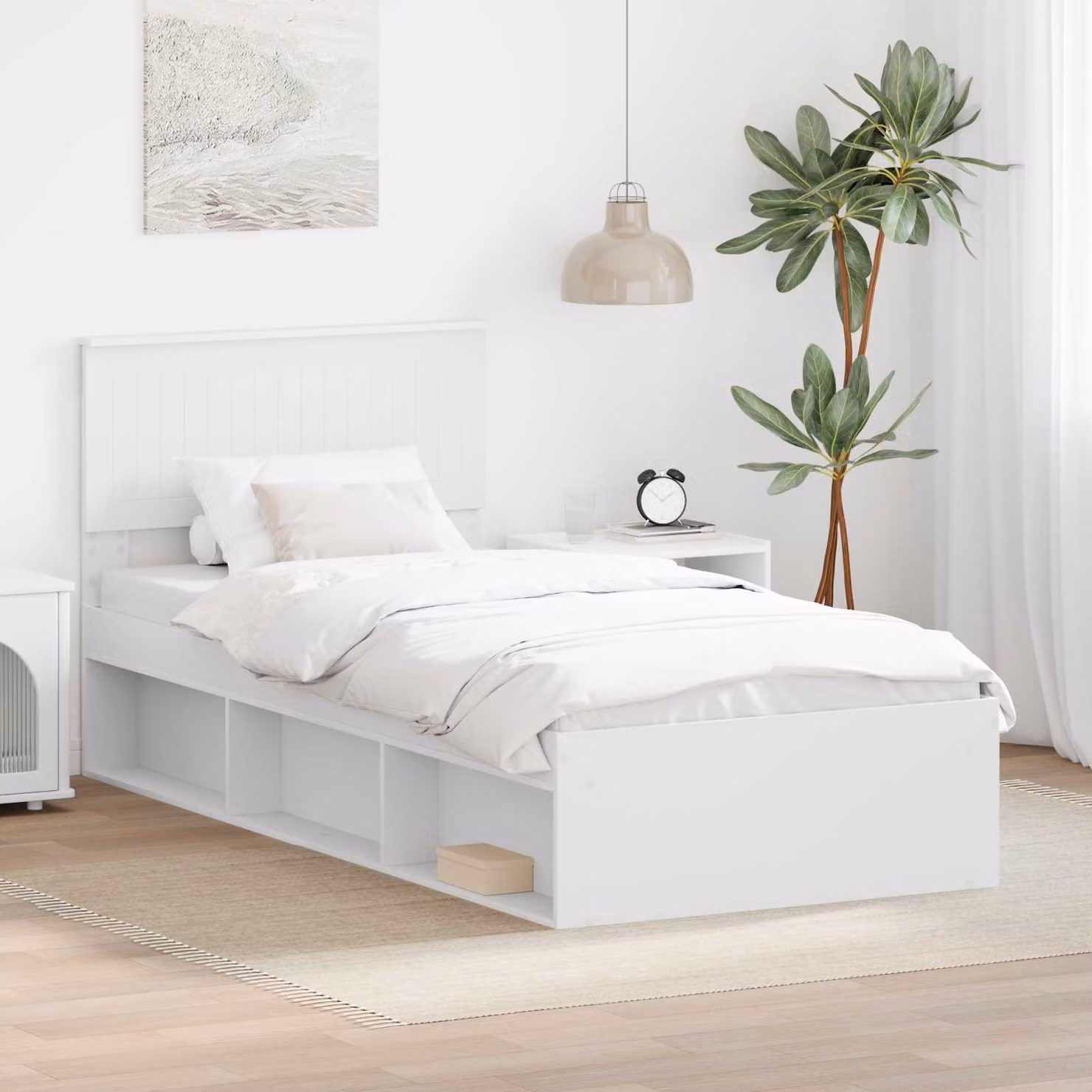 Struttura del letto vidaXL in pino massello bianco, L/P/H: 190 x 90 cm