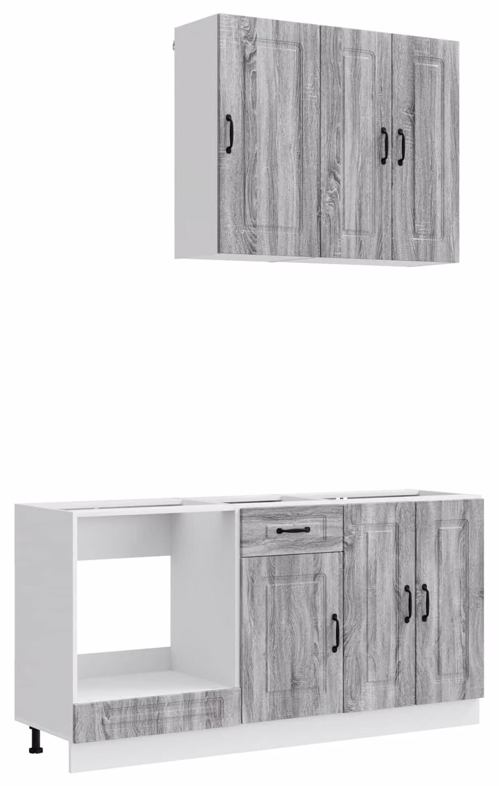 Set di mobili da cucina KALMAR, 5 pezzi, colore grigio Sonoma, realizzato in materiale simile al legno