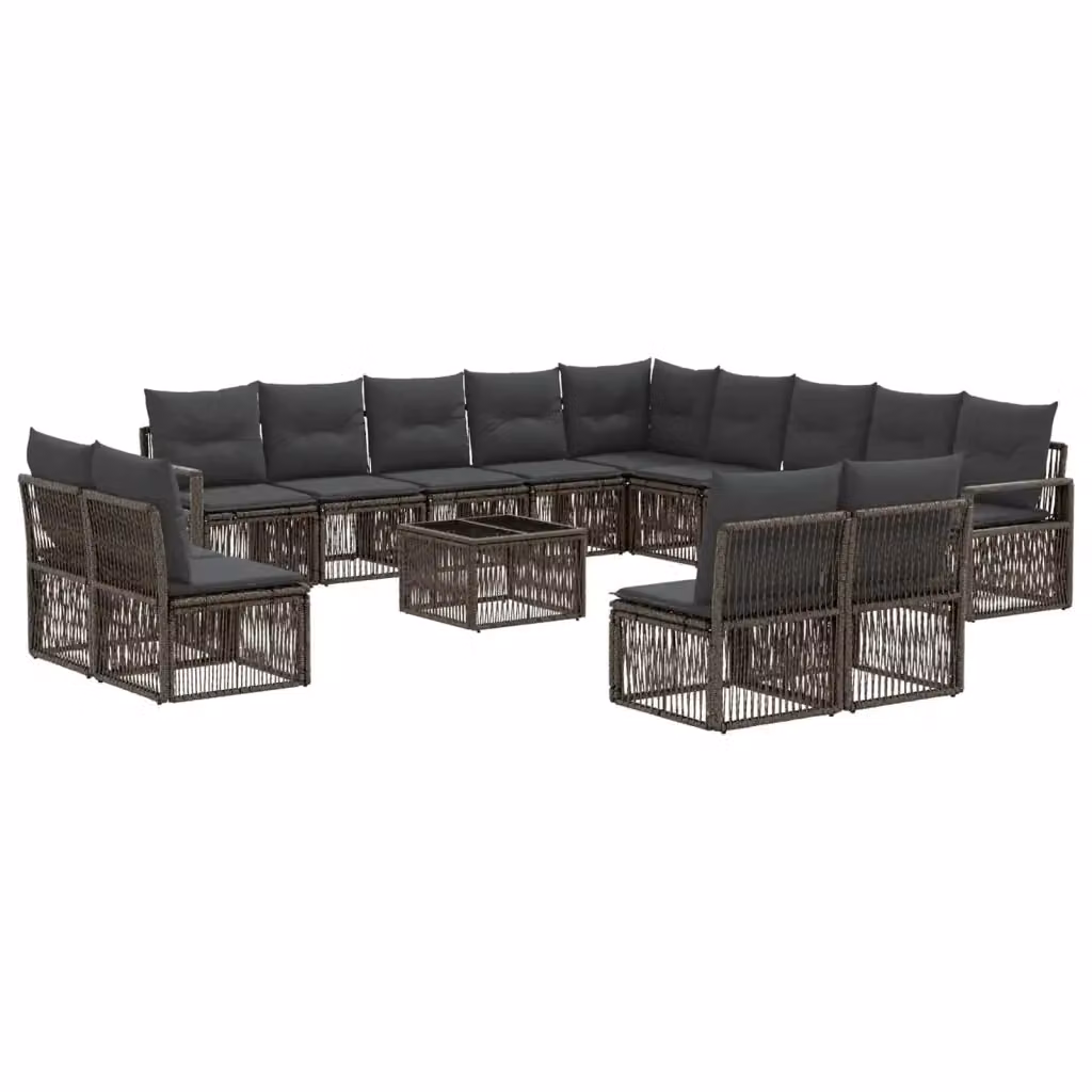 Set Divano da Giardino Moderno vidaXL Grigio con Cuscini e Tavolino in Polyrattan e Metallo – 2