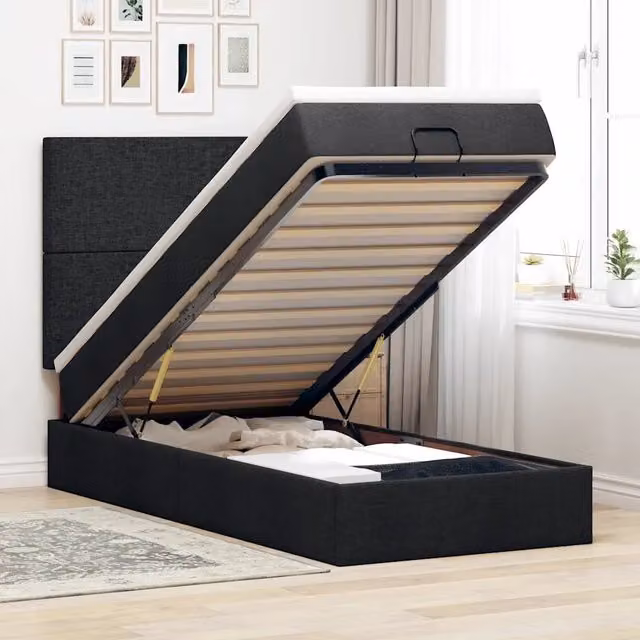 Pouf Letto con Materasso vidaXL in Tessuto Nero e Bianco L/P/H: 200 x 100 x 40 cm – 1