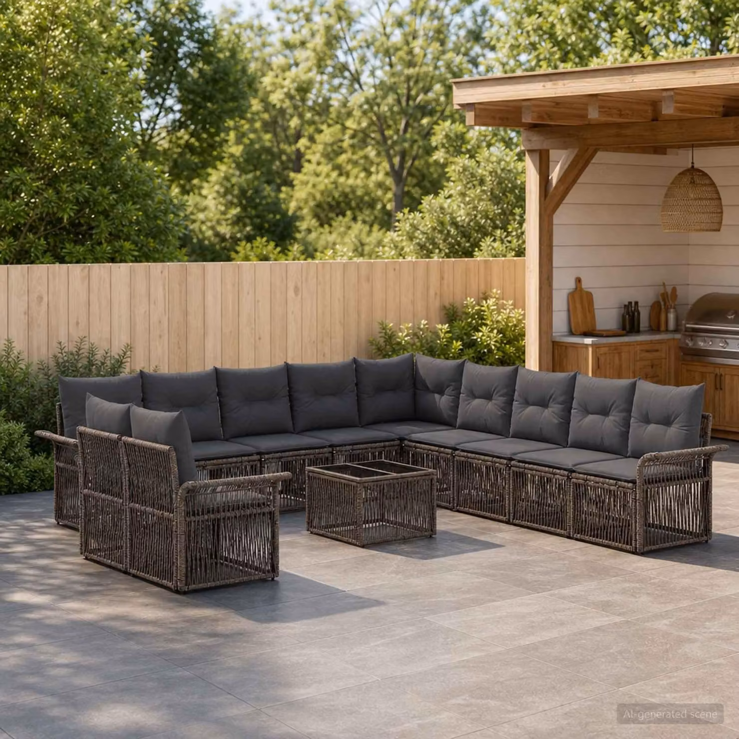 Maison Exclusive - Set di divani da giardino, 12 pezzi, grigio, in rattan sintetico