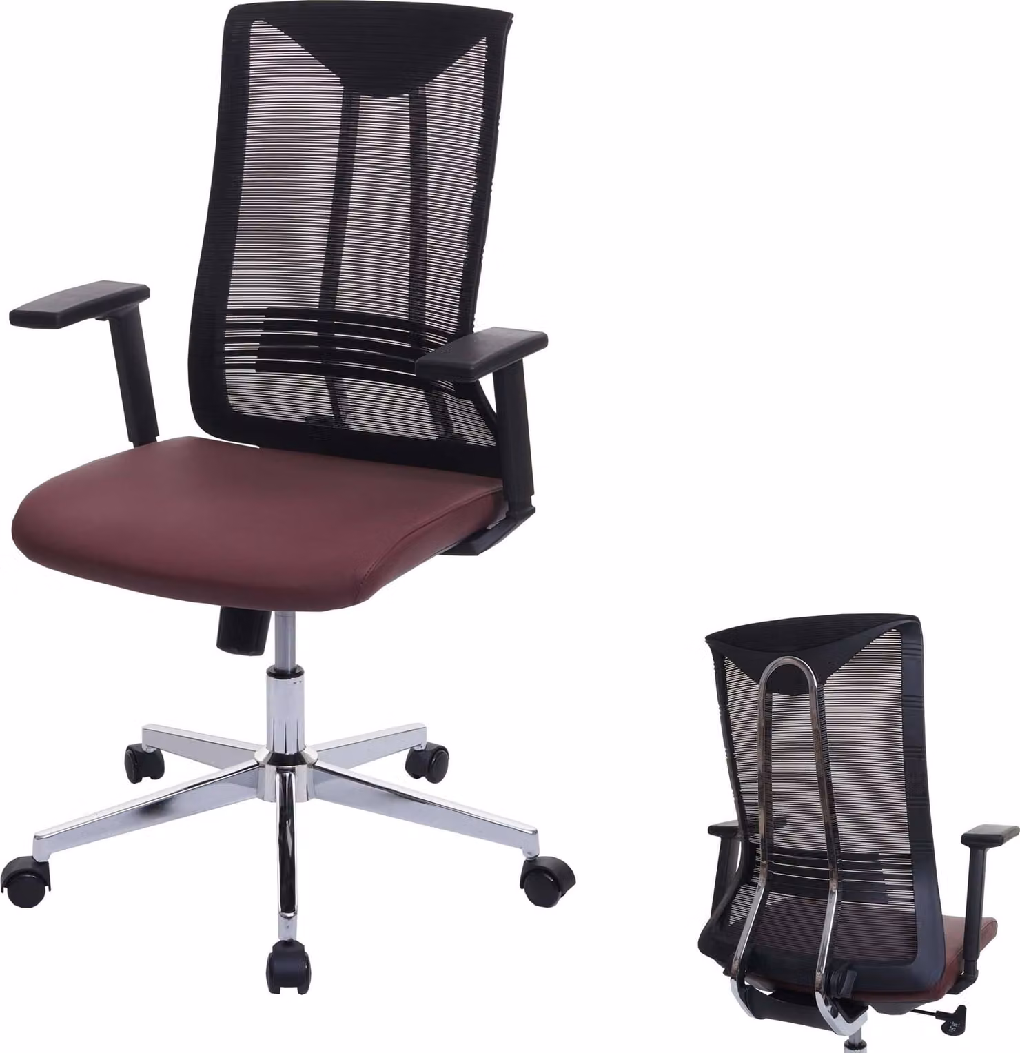 Sedia da ufficio HWC-J53, sedia girevole da scrivania, ergonomica in Pelle finta ~ rosso-bordeaux