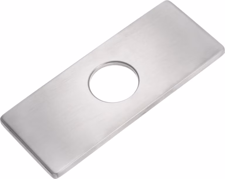Copertura per foro di scarico da 6 pollici per rubinetteria da bagno, acciaio inossidabile, piastra di copertura 3 in 1, rettangolare - Argento spazzolato, pratica e resistente.