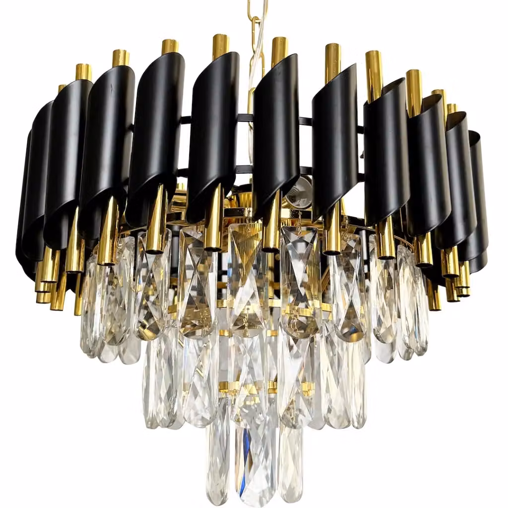 Lampadario a soffitto CRISTAL Milagro in cristallo e metallo nero e oro con 5 x E14 – 2