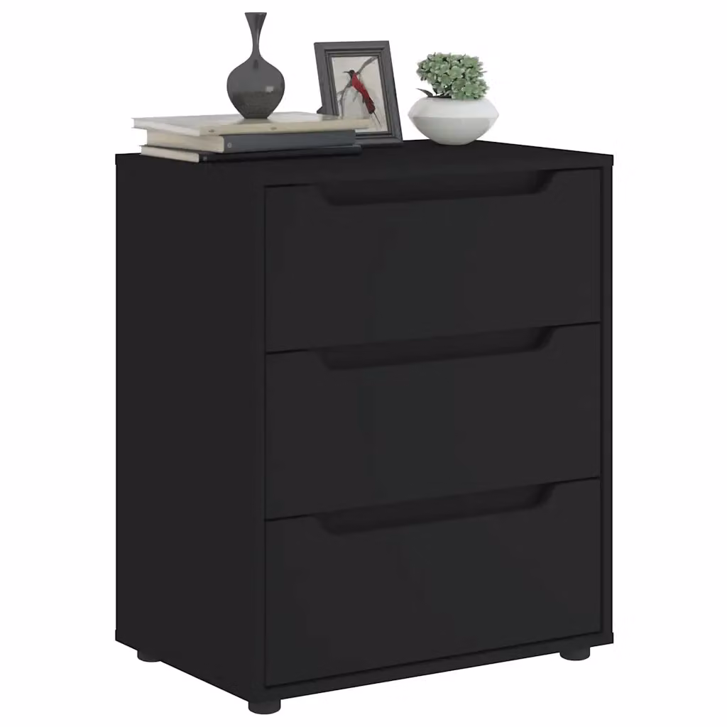 Credenza Buffet Visnes Nera in Legno Multistrato L: 60 cm, P: 40 cm, H: 73 cm – 2
