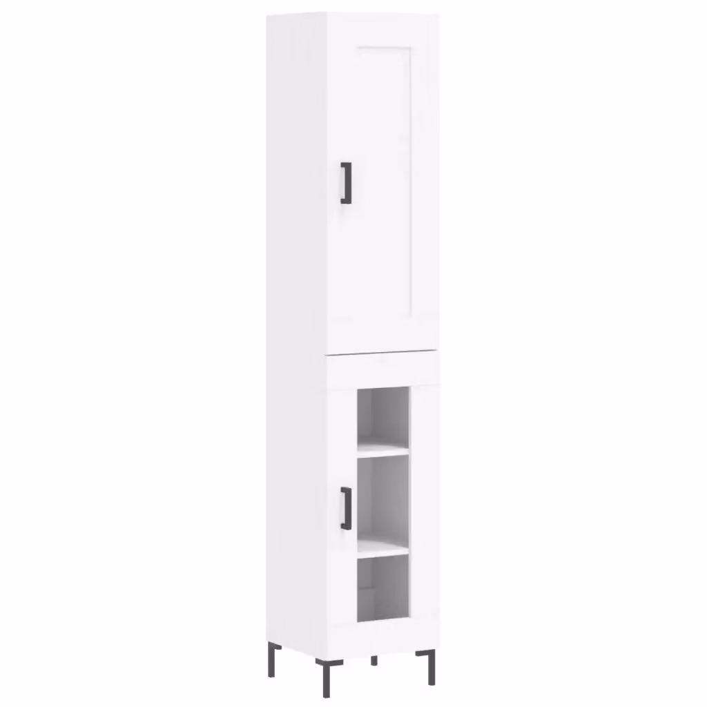 Credenza Buffet Armadio da Cucina Design Mania Bianca con Ante in Vetro L/P/H: 34,5 x 34 x 180 cm – 2