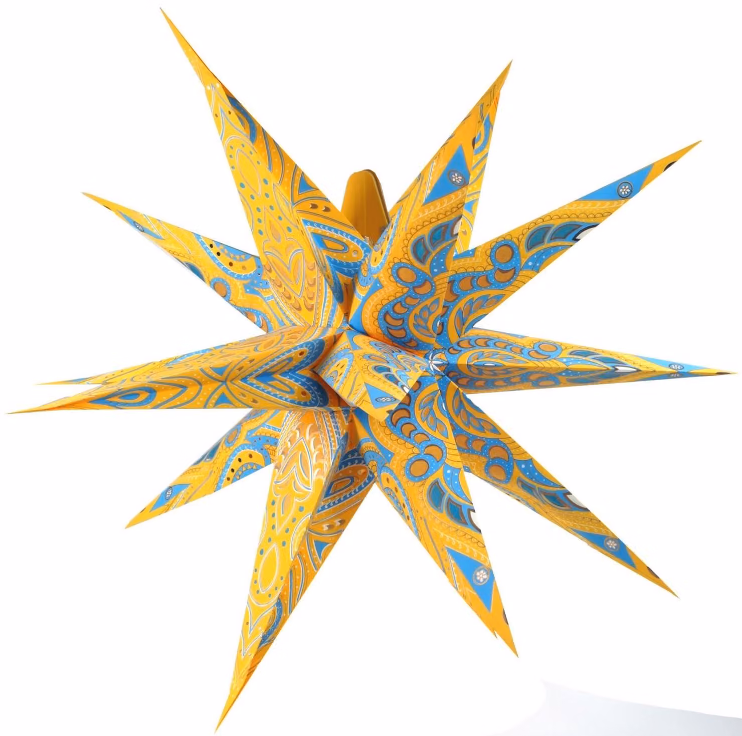 Stella a tre dimensioni in carta, multipunto, 60x60x60 cm, gialla, pieghevole