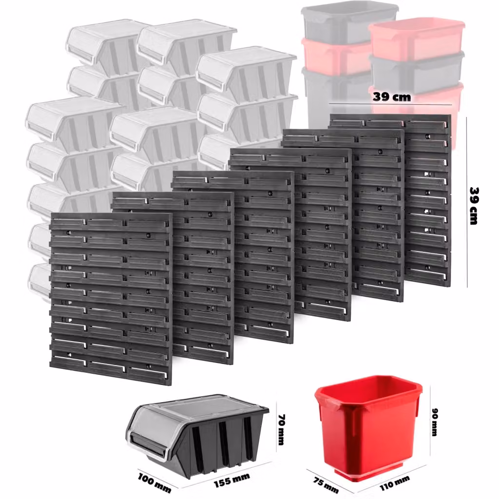 Pannello portautensili da parete KADAX nero in plastica per garage e officina L: 117 cm, H: 78 cm – 2
