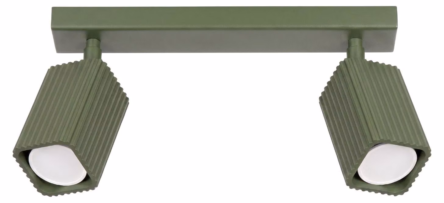 Plafoniera RAYO 2 verde oliva 2xGU10 10W alluminio 16,5x6x30cm Sollux Lighting