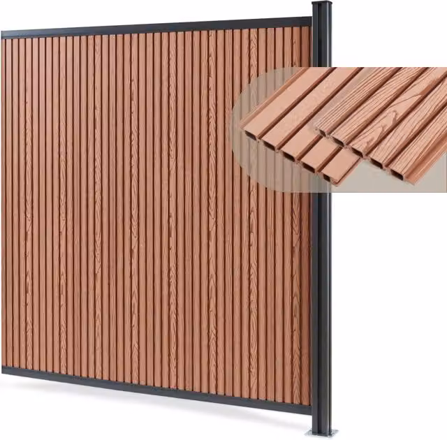 Recinzione Frangivista Grassano in WPC Modulo di Estensione con Montante (AxL) 185 x 175 - Marrone NEU.HOLZ