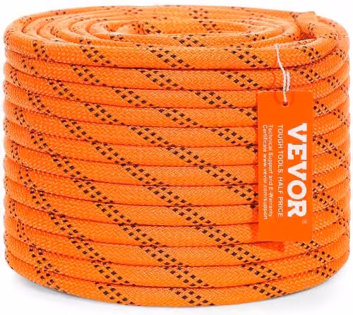 Corda in poliestere doppia intrecciata VEVOR arancione e nero, diametro 9,5 mm, lunghezza 36,57 m