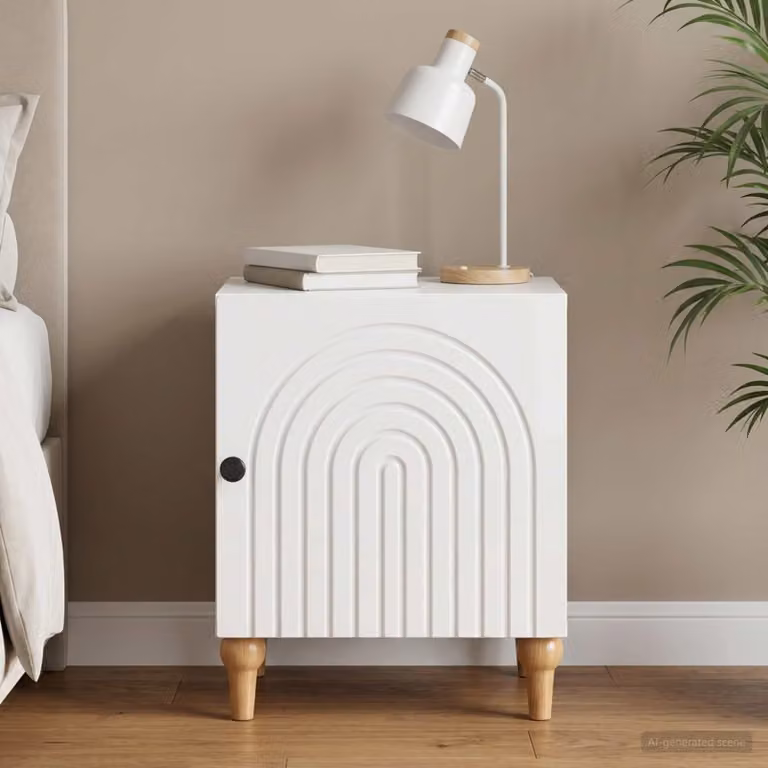 vidaXL Armadio da Notte Moderno Bianco Lucido L: 43 cm, P: 34,5 cm, H: 50 cm