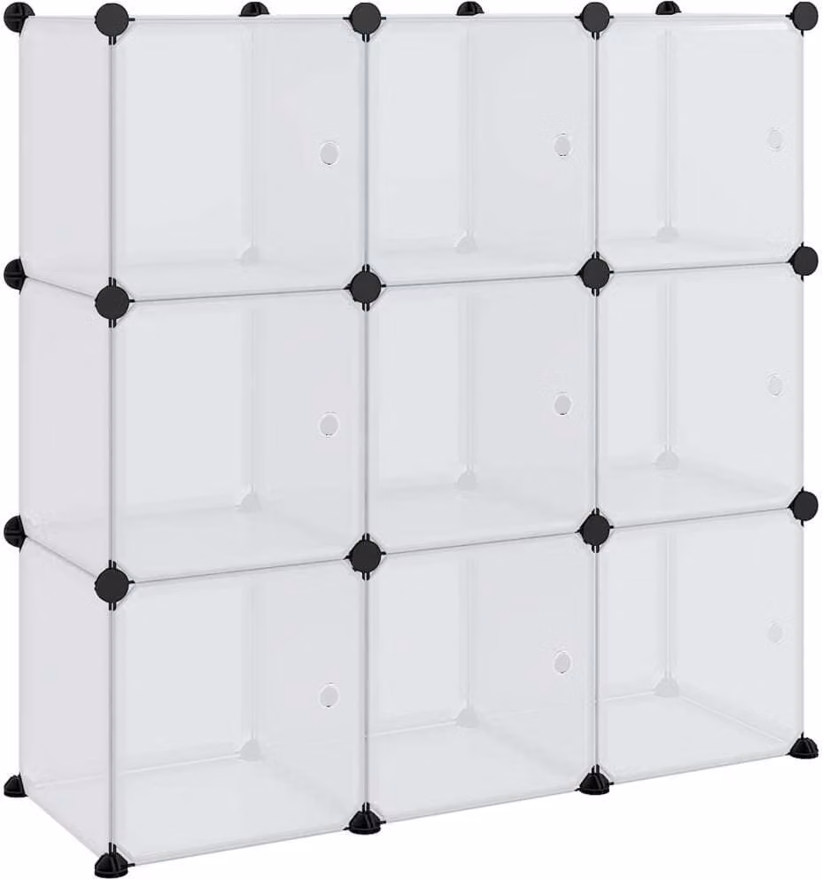 Contenitore a Cubo con 9 Cubi e Ante Trasparente PP
