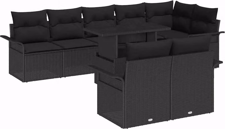 Maison Exclusive - Set da giardino composto da 9 pezzi, colore nero [Materiale sintetico]: rattan sintetico