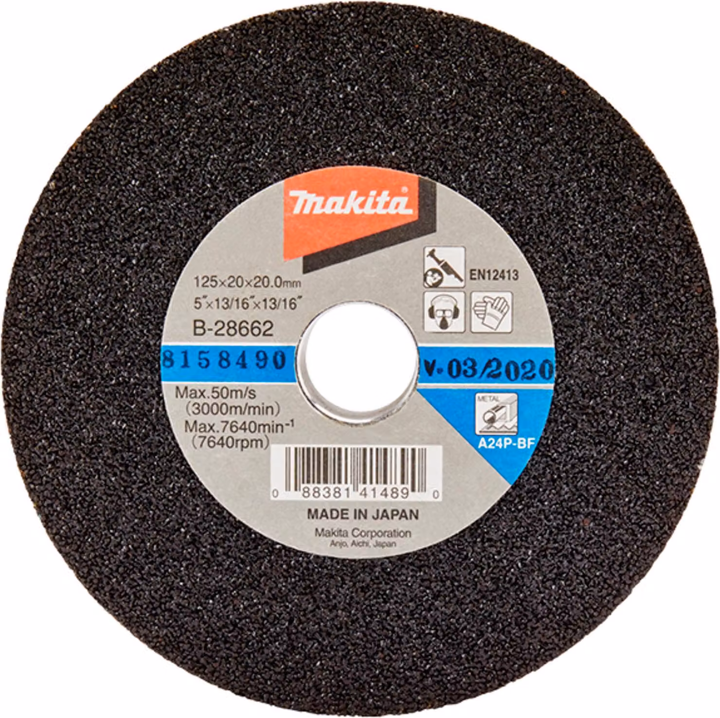 Pietra abrasiva B-28662 D.125mm L.20mm Foro 20mm Grana 24