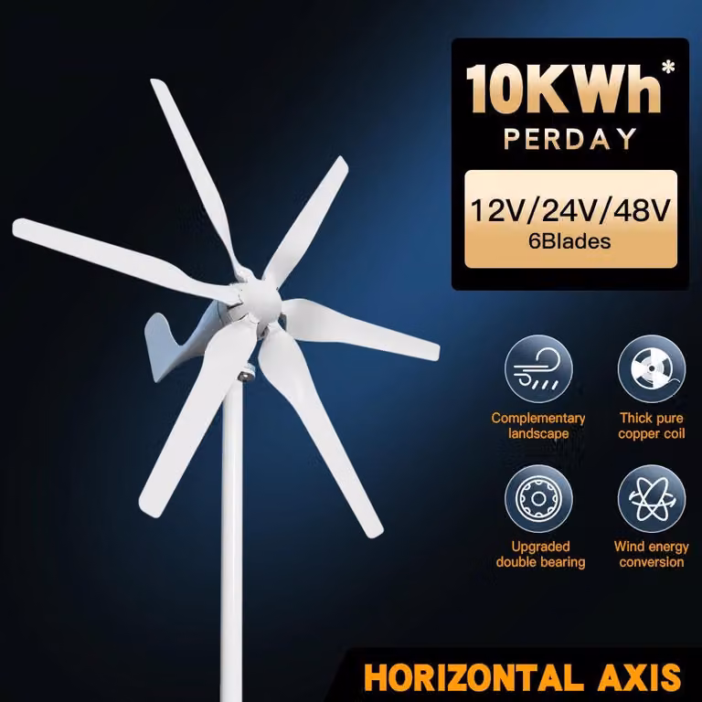 Turbina eolica - Generatore eolico - Sistema di energia eolica - Energia sostenibile - Potenza di 3000W - Basso punto di avviamento