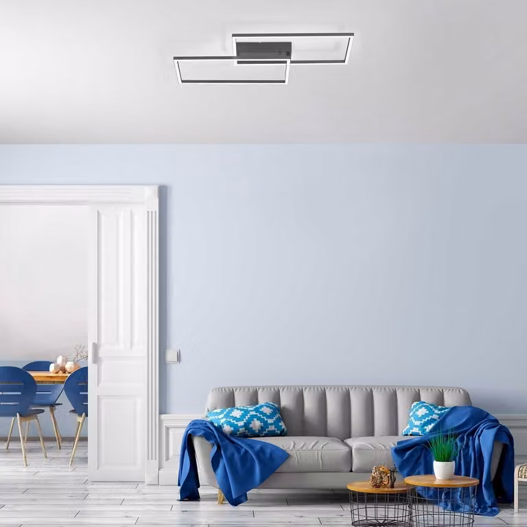 Plafoniera a LED, nera, telecomando, dimmerabile