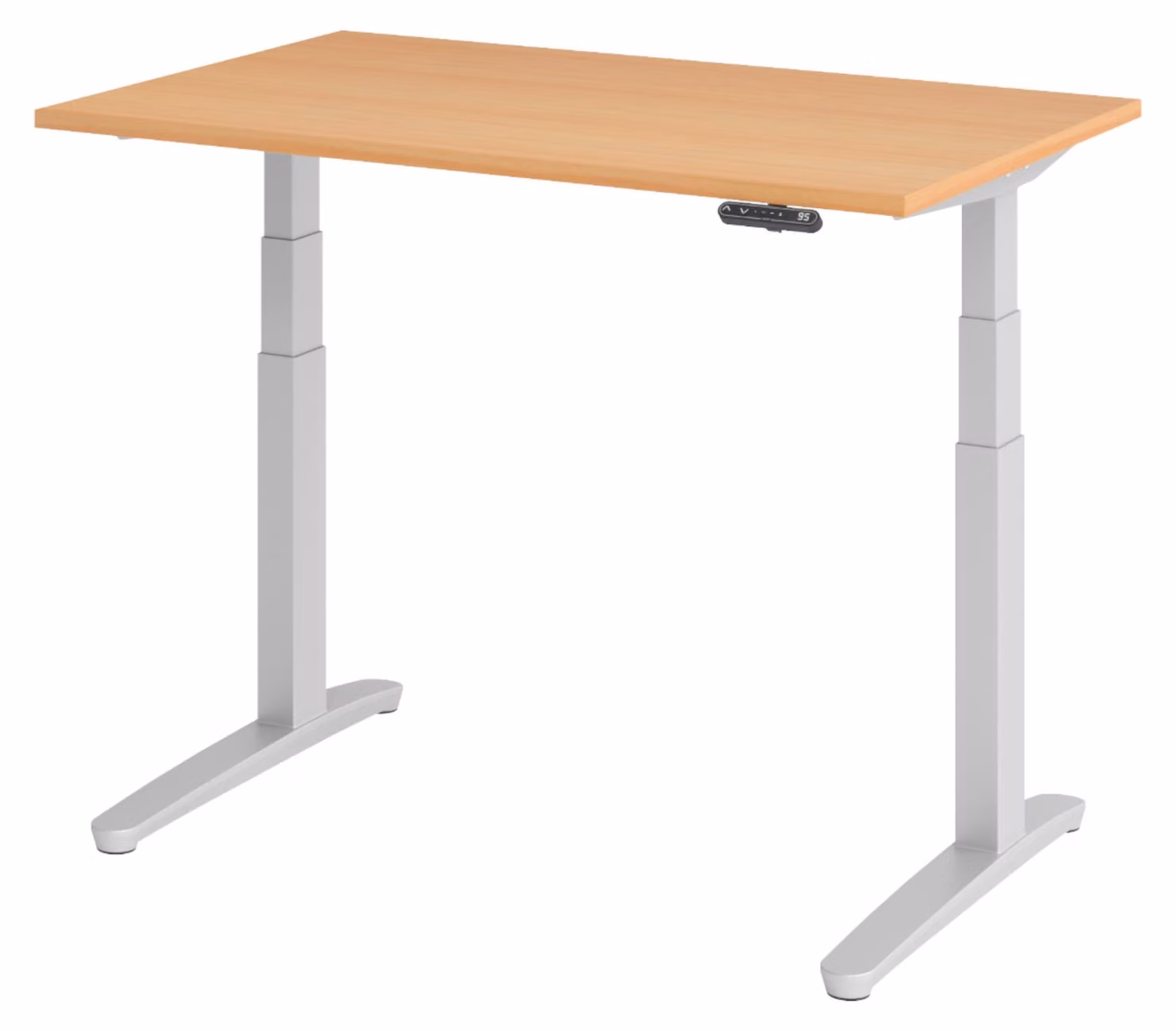 Scrivania elettrica bümö XBHM - Struttura: argento, finitura: faggio, dimensioni: 120 x 80 cm