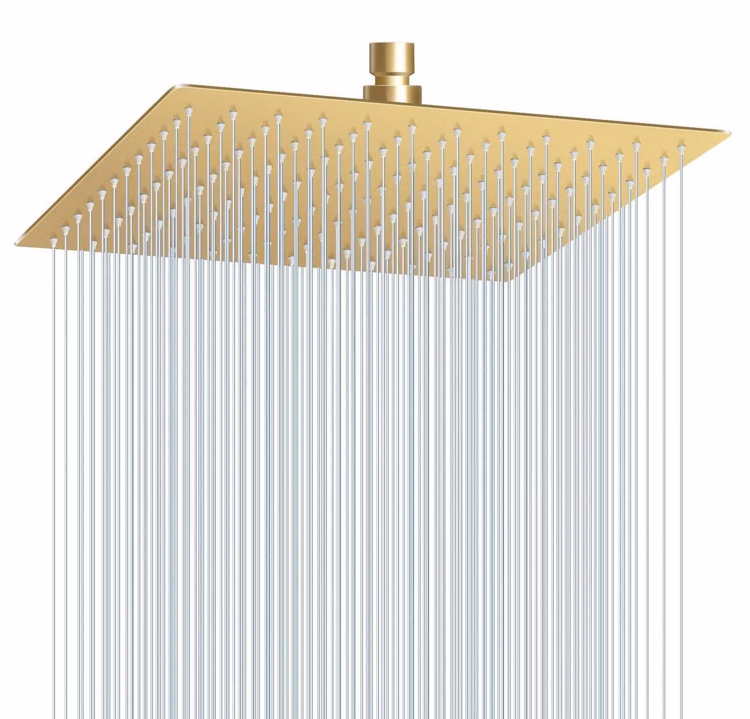 Testina doccia a pioggia, quadrata, 30 cm, finitura oro spazzolato, acciaio inossidabile 304, a risparmio idrico, con ugelli anticalcare