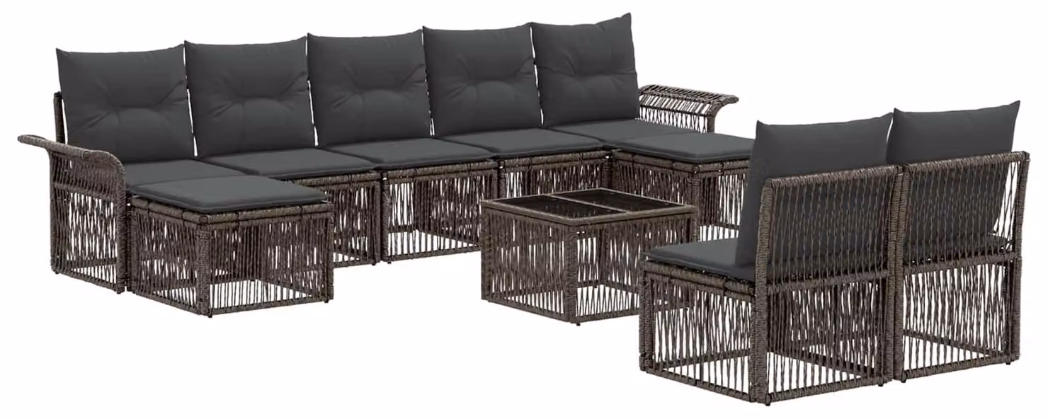 Set Divano da Giardino 10 pcs Grigio polyrattan