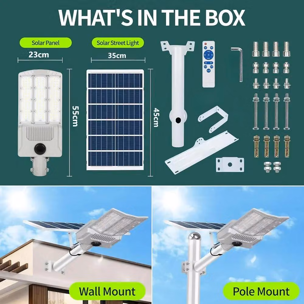 Lampione solare - Faro a LED - Sensore di movimento - Alluminio - Grado di protezione IP65 - Dimmerabile - Colore argento